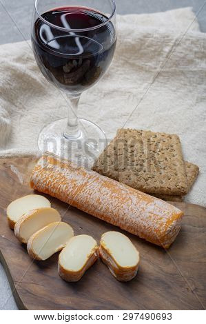 Fagotin Cheese With  Orange Coloured Rind Made From Cow Milk In Caves Of Maredsous Abbey, Belgium