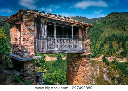Hórreo Cantabrico (asturias), Ancient Grain Warehouse In The North Of Spain