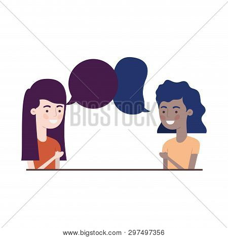Women With Speech Bubble Avatar Character Vector Illustration Design