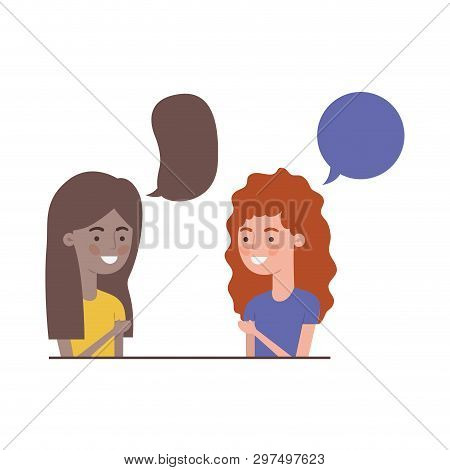 Women With Speech Bubble Avatar Character Vector Illustration Design