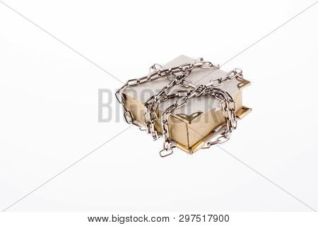 Chained Book On White Background In The View