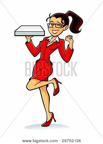 Cartone animato Pizza Girl Cheer