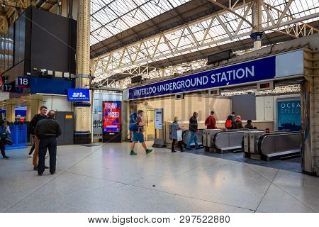 London, Uk - May 13 2018: Waterloo Station Is The Terminus Of The South Western Main Line To Weymout