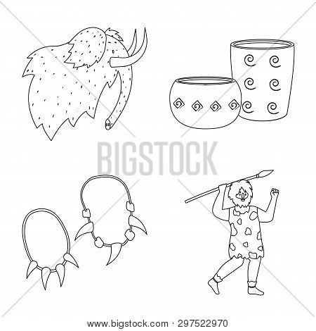 Vector Design Of Ancient And Primitive Logo. Set Of Ancient And Era Stock Symbol For Web.