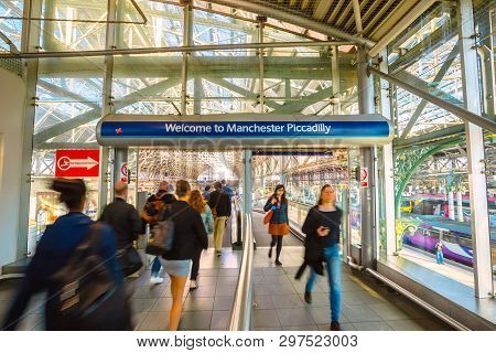 Manchester, Uk - May 18 2018: Manchester Piccadilly Is The Principal Railway Station In Manchester