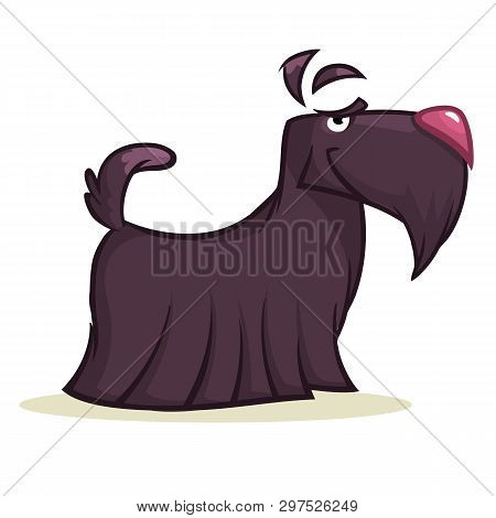 Pretty And Funny Scottish Terrier Dog Cartoon Illustration