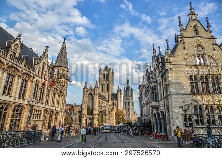 Ancient Buildings In Gent, Belgium
