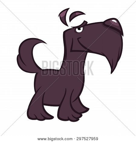 Pretty And Funny Scottish Terrier Dog Cartoon Illustration