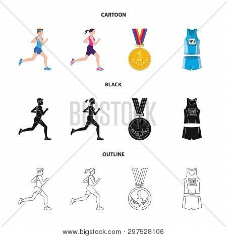 Vector Illustration Of Sport  And Winner Sign. Set Of Sport  And Fitness  Stock Symbol For Web.
