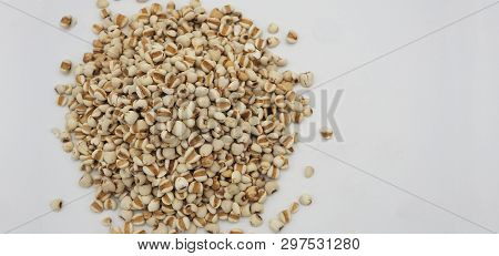 Job's Tears, Also Known As Adlay And Coix On White Background. Popular In Asian Cultures As A Food S