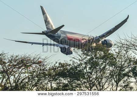 Passenger Airplane Landing At The Airport