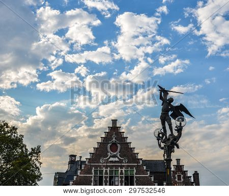 Gent, Belgium - Oct 5, 2018. Ancient Buildings In Gent, Belgium. Ghent (gent) Is One Of The Most Bea