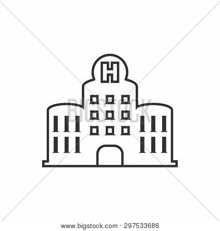 Hospital Building Icon In Flat Style. Infirmary Vector Illustration On White Isolated Background. Me