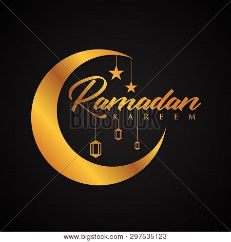 Letter Vector Ramadan Kareem In Elegance Style On The Black Background. Elegance Background In Theme
