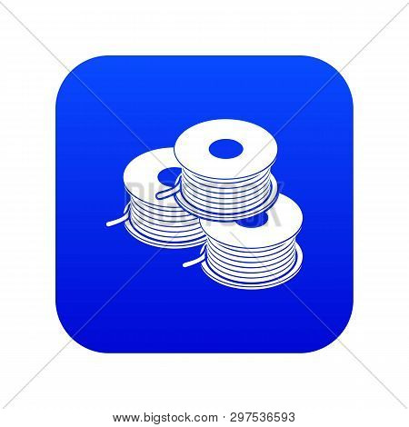 Coil For D Printer Icon Blue Vector Isolated On White Background