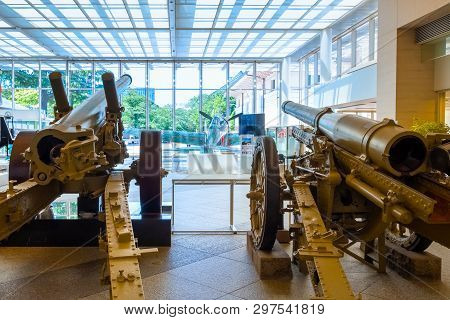Tokyo, Japan - April 28 2018: Yushukan Military And War Museum In Yasukuni Shrine, Houses Artifacts