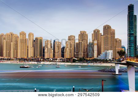 Dubai, United Arab Emirates - November 16, 2018: Panoramic View Of Jbr, Jumeirah Beach Residence Pop