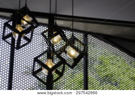 Indoor Vintage Retro Lights Ceiling Lamp, Stock Photo