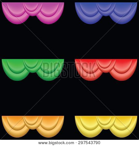 Theater Curtains With Different Colors And Highlights. Vector Illustration.