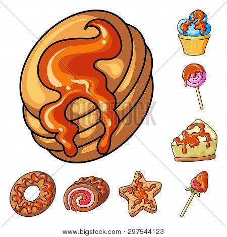 Vector Design Of Dessert And Sweet Symbol. Set Of Dessert And Food Stock Vector Illustration.