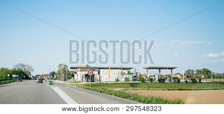Strasbourg, France - Apr 19, 2019: French Total Access Gas Station With Cars Refueling Tanks With Ch