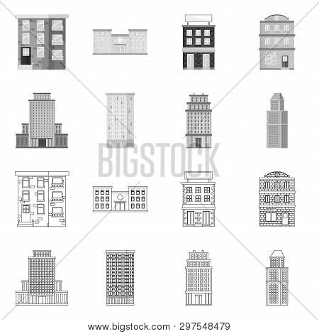 Vector Design Of Municipal And Center Symbol. Set Of Municipal And Estate   Stock Vector Illustratio
