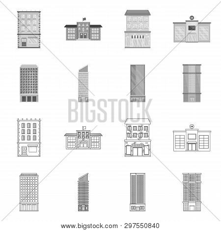Vector Illustration Of Municipal And Center Symbol. Set Of Municipal And Estate   Stock Vector Illus
