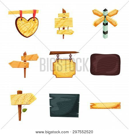 Vector Illustration Of Signboard  And Wood Sign. Collection Of Signboard  And Wooden Stock Vector Il