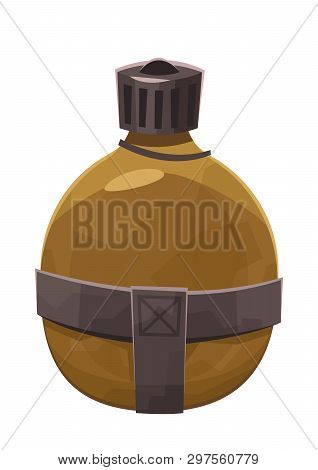 Water Flask In Cartoon Style Isolated On White Background Vector