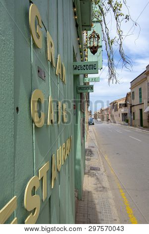 Ses Salines, Mallorca, Spain - April 15, 2019: Cozy Bar And Restaurant Cassai Exterior Street View I