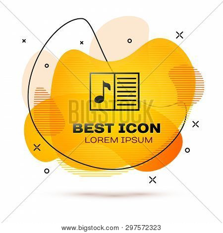 Black Music Book With Note Icon Isolated On White Background. Music Sheet With Note Stave. Notebook 