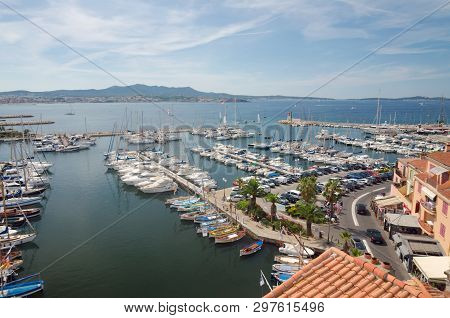 Sanary Sur Mer, France - August 16, 2013: Aerial View Of Sanary Sur Mer Village In Provence, France.