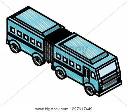 Articulated Bus Transport Isometric Icon Vector Illustration Design