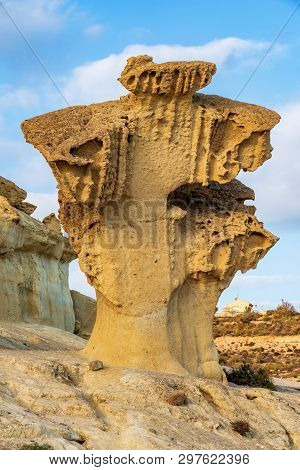 View Of The Erosions Of Bolnuevo, Las Gredas, Mazarron. Murcia, Spain
