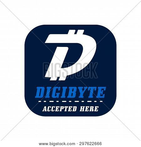 Digibyte Logo Button. Digital Asset Concept. Dgb Accepted Text. Crypto Emblem. Blockchain Technology