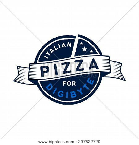 Digibyte Logo. Digital Asset Concept. Italian Pizza For Digibyte. Crypto Emblem. Blockchain Technolo