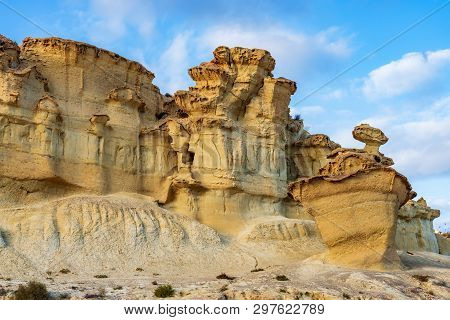 View Of The Erosions Of Bolnuevo, Las Gredas, Mazarron. Murcia, Spain