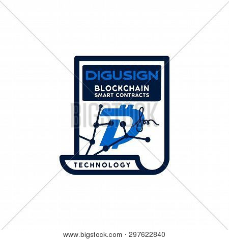Digibyte Blockchain Logo Graphic. Dgb Digusign Smart Contracts Concept. Crypto Emblem. Blockchain Te