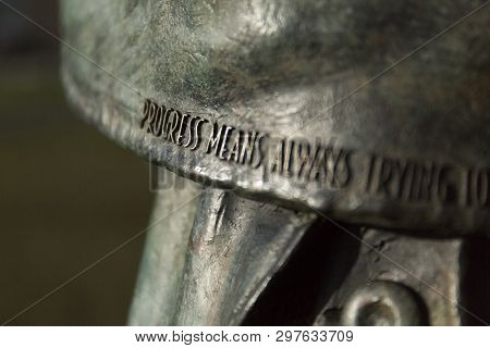 A View Of The Amy Johnson Statue On Hawthorne Avenue Housing Estate, Hull, East Yorkshire - 24th Mar
