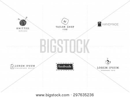Hand Drawn Handmade Isolated Elements. Vector Premade Logo Templates. For Business Identity And Bran