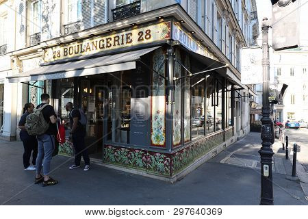 Paris, France-april 20, 2019 : The French Traditional Bakery And Pastry Shop Beaumarchais Located On