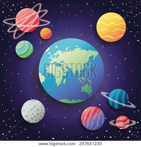 Group Of Planets Spacial Icons Vector Illustration Design