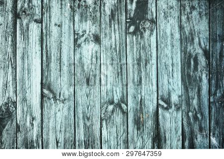 Grungy Paint Layer On Wooden Surface, Weathered Green Wooden Planks