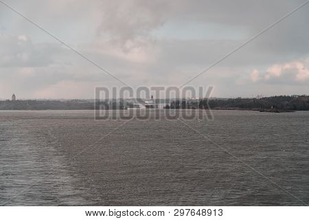 Editorial 03.25.2019 Helsinki Finland. Gabriella Of Viking Line On Her Way Out From Helsinki Passing