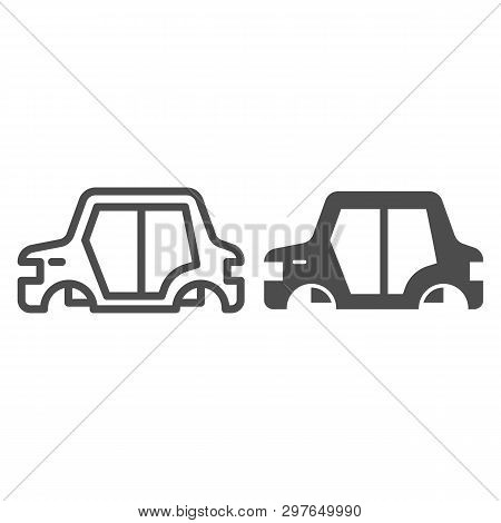 Car Body Line And Glyph Icon. Car Frame Vector Illustration Isolated On White. Car Part Outline Styl