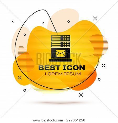 Black Mail Server Icon Isolated On White Background. Fluid Color Banner. Vector Illustration