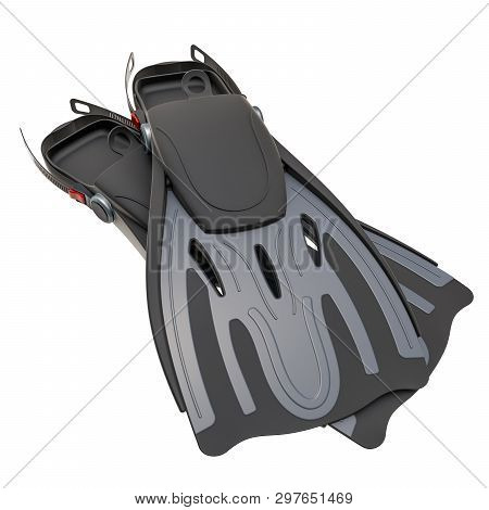 Flippers, Swimfins. 3d Rendering Isolated On White Background