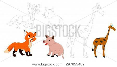 Coloring For Kids. The Concept Of Beasts. Suitable For Developing Child Skills.