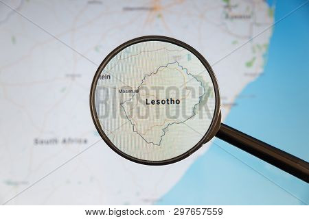 Maseru, Lesotho. Political Map. City Visualization Illustrative Concept On Display Screen Through Ma