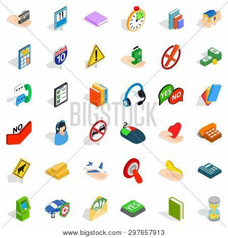 Helpdesk Icons Set. Isometric Style Of 36 Helpdesk Icons For Web Isolated On White Background
